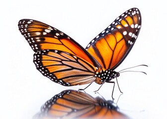 Fototapeta premium Monarch Butterfly in Flight, White Background, Stock Photo, Nature, Insect