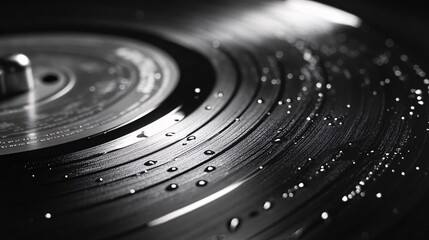 Wet Vinyl Record Close Up Detail Shot