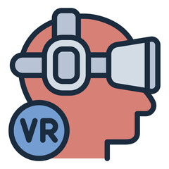 VR headset game filled line icon for virtual reality and immersive gaming