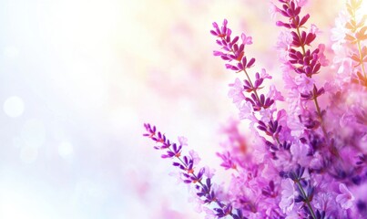 Obraz premium Beautiful lavender flowers blooming in a soft, dreamy background with gentle light