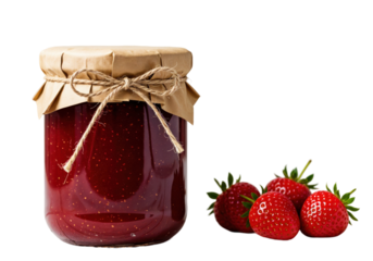 "Rustic Strawberry Jam: Artisanal Homemade Preserve in Vintage Packaging"