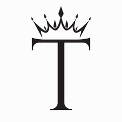 Initial Letter T Crown Logo Concept For Fashion and Beauty Symbol Vector Template