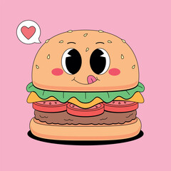 Cartoon burger with love