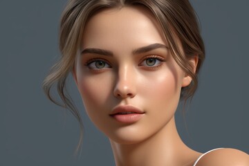 Fototapeta premium a close up of a woman with a white top and a necklace