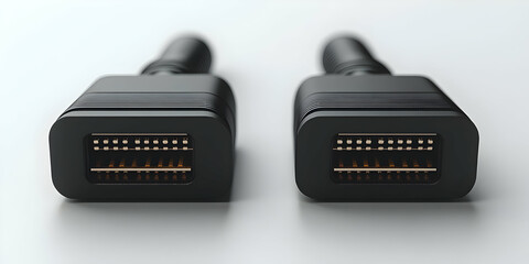 3D Render Black Cable Connectors