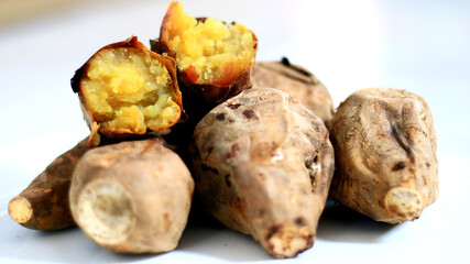 Grilled Cilembu honey sweet potato. Ubi Cilembu is a specialty sweet potato native to the Cilembu village and nearby areas in West Java, Indonesia.