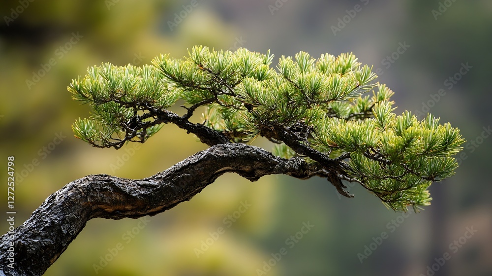 Poster beautiful bonsai tree with intricate branches and green foliage : generative ai