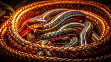 Night Photography:  Krawattenschlangen in a Woven Basket - Serpentine Shadows