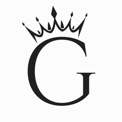 Initial Letter G Crown Logo Concept For Fashion and Beauty Symbol Vector Template