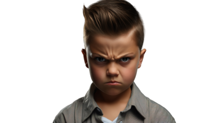 Upset Boy Looking Directly – Moody Face, PNG with Transparency
