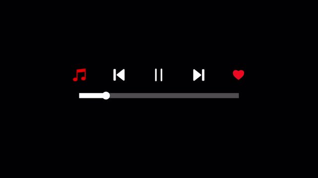  Music player scroll bar button with audio reactor, Music timeline or video track player, Timeline bar moving as song media playing, Audio music timeline bar moving with track on 0 to 30 sec