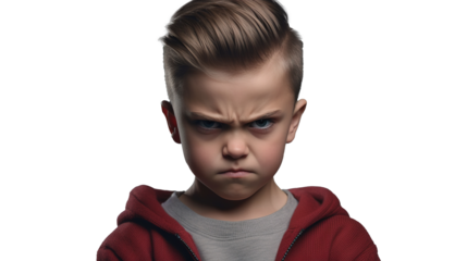 Furious Young Boy Staring at Camera – Isolated Transparent PNG
