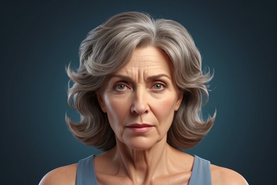 there is a woman with a very large breast and a very short hair