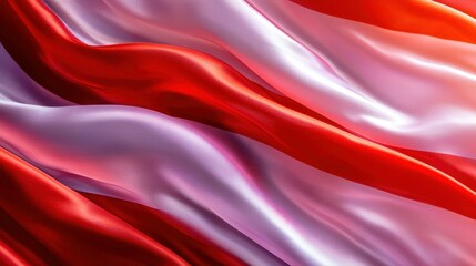 Obraz premium Abstract Wavy Silk Fabric Texture in Shades of Red and White for Creative Design Projects