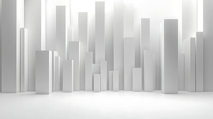 Obraz premium Abstract white city skyline, minimalist architecture, clean background, design template
