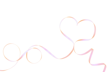 PNG, March 8. Pink ribbon in the shape of a heart, isolated on a white background.