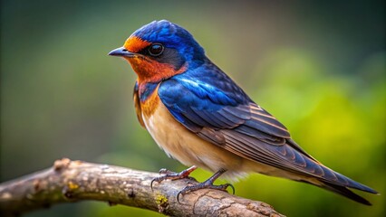 Fototapeta premium Pacific Swallow Bird Perched, Resting, Close-Up, Wildlife Photography