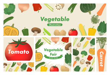 野菜背景のテンプレートセット_1