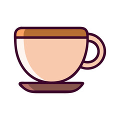 Coffee culture in cup and saucer icon