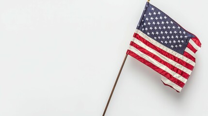 Obraz premium United States of America Flag Waving Patriotic Symbol on White Surface