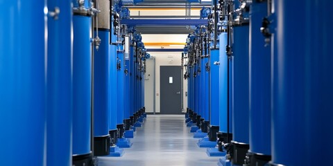 Hydrogen production facility, illustrating the blue hydrogen process with carbon capture technology