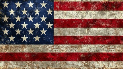 Naklejka premium Distressed American Flag Showing Wear and Weathering for Patriotism