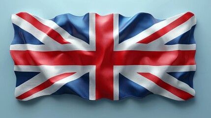 Fototapeta premium United Kingdom flag waving against light blue background