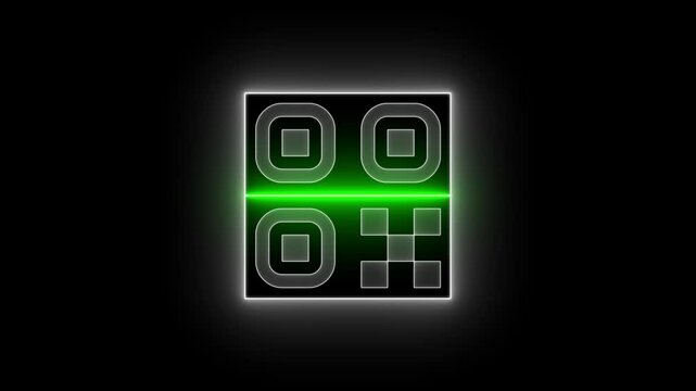 seamless looping animation of electronic qr code scanner process with red laser.QR code being scanned with a red laserQR code sample for smartphone scanning 