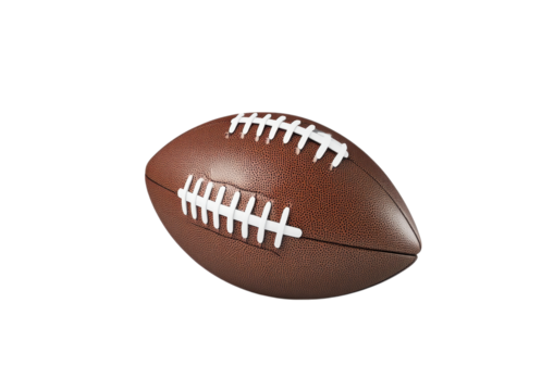 Classic American football with stripes isolated on a transparent background