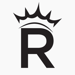 Initial Letter R Crown Logo Concept For Fashion and Beauty Symbol Vector Template