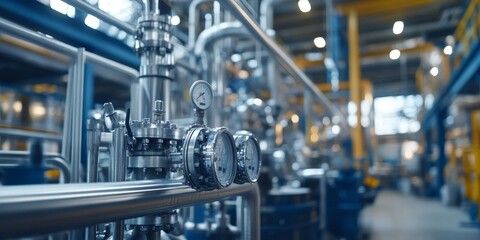 Fototapeta premium Sustainable hydrogen storage plant, blending eco-friendly technology with industrial efficiency
