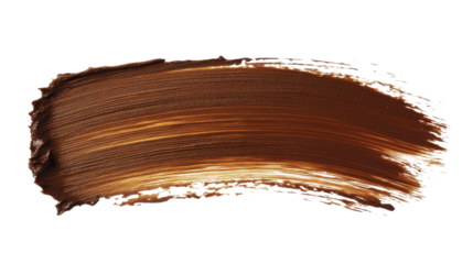 Brown paintbrush stroke with smooth texture and shading effect isolated on a transparent background