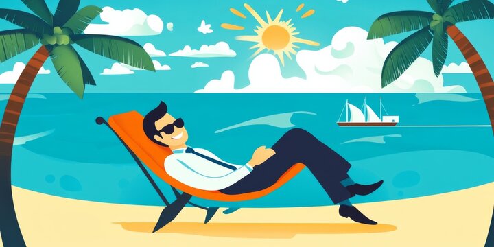 Work-life balance clipart, integrating work activities with relaxation imagery
