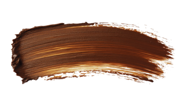 Brown paintbrush stroke with smooth texture and shading effect isolated on a transparent background