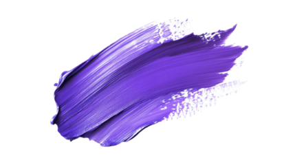 Purple brushstroke with smooth texture isolated on a transparent background
