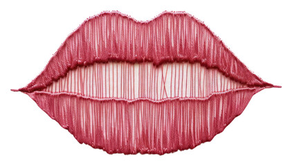 PNG Embroidery of lipstick moustache cosmetics drawing.