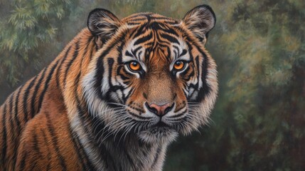 Fototapeta premium Majestic Tiger Portrait In A Forest Setting