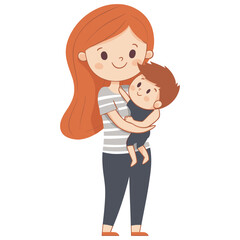 Obraz premium Loving embrace of mother and child representing familial warmth and tender childhood memories