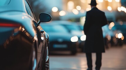 Assassination attempt during an exclusive luxury car auction. Featuring a figure disguised as a bidder