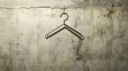 A coat hanger symbol placed against a faded concrete wall. Symbolizing the struggle for abortion rights