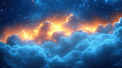Obraz premium Night sky cloudscape, stars, glow, fantasy, background, design