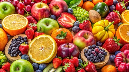 Panoramic View of Vibrant, Healthy Fruits - A Colorful Abundance