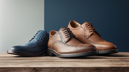 Handcrafted Commercial Photography of Three Stylish Shoes on Table