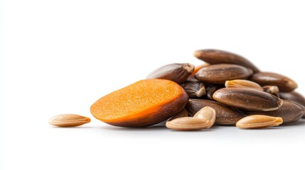 Obraz premium Close-Up Image of Delicious Kernel with Multiple Seeds on White Background for Healthy Food Concepts