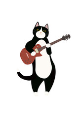 猫のバンド　ギターリストの白黒猫