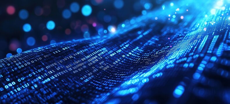 Exploring Digital Data Streams: A Visual Journey into the World of Binary Code and Algorithmic Processes