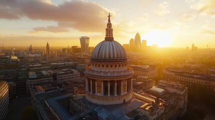 St. Paul's Cathedral Bathed in Golden Sunset Light