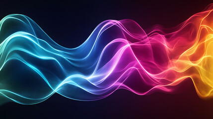 Fototapeta premium Abstract rainbow wave energy flow design. Dreamlike Phosphorescent Waves. Illustration