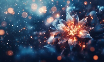 Fototapeta premium A luminous flower blooming amidst a dreamy, bokeh-filled background with soft glows