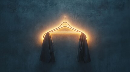 A glowing coat hanger symbol on a neutral wall, symbolizing abortion rights. Ideal for evocative visuals